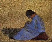 Georges Seurat The Countrywoman sat on the Lawn Spain oil painting artist